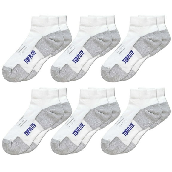 Top Flite Mens Coolmax Seamless Cushion Sport Low Cut Ankle Athletic Socks 6 Pair Pack