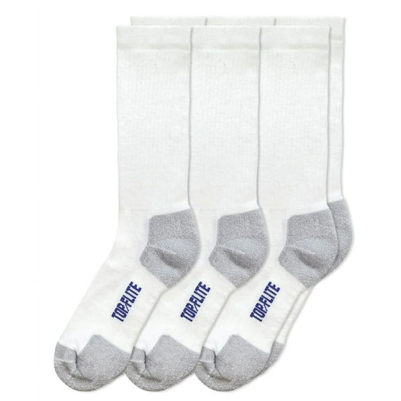 Top Flite Mens Coolmax Smooth Toe Ribbed Crew Sport Socks 3 Pair Pack