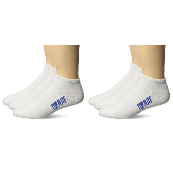 Top Flite Mens Socks, Sport Full Cushion Low Cut No Show Ankle Socks, 6 Pairs
