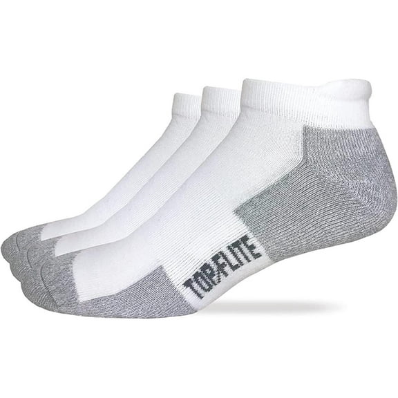 Top Flite Moisture Wicking Cushioned Tab 3 Pair, White, Large