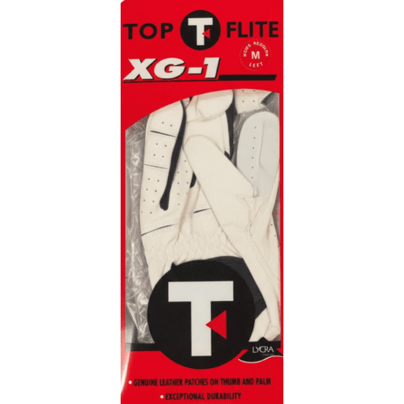 Top Flite XG-1 Mens Golf Glove Genuine Leather with Lycra Flex Panels