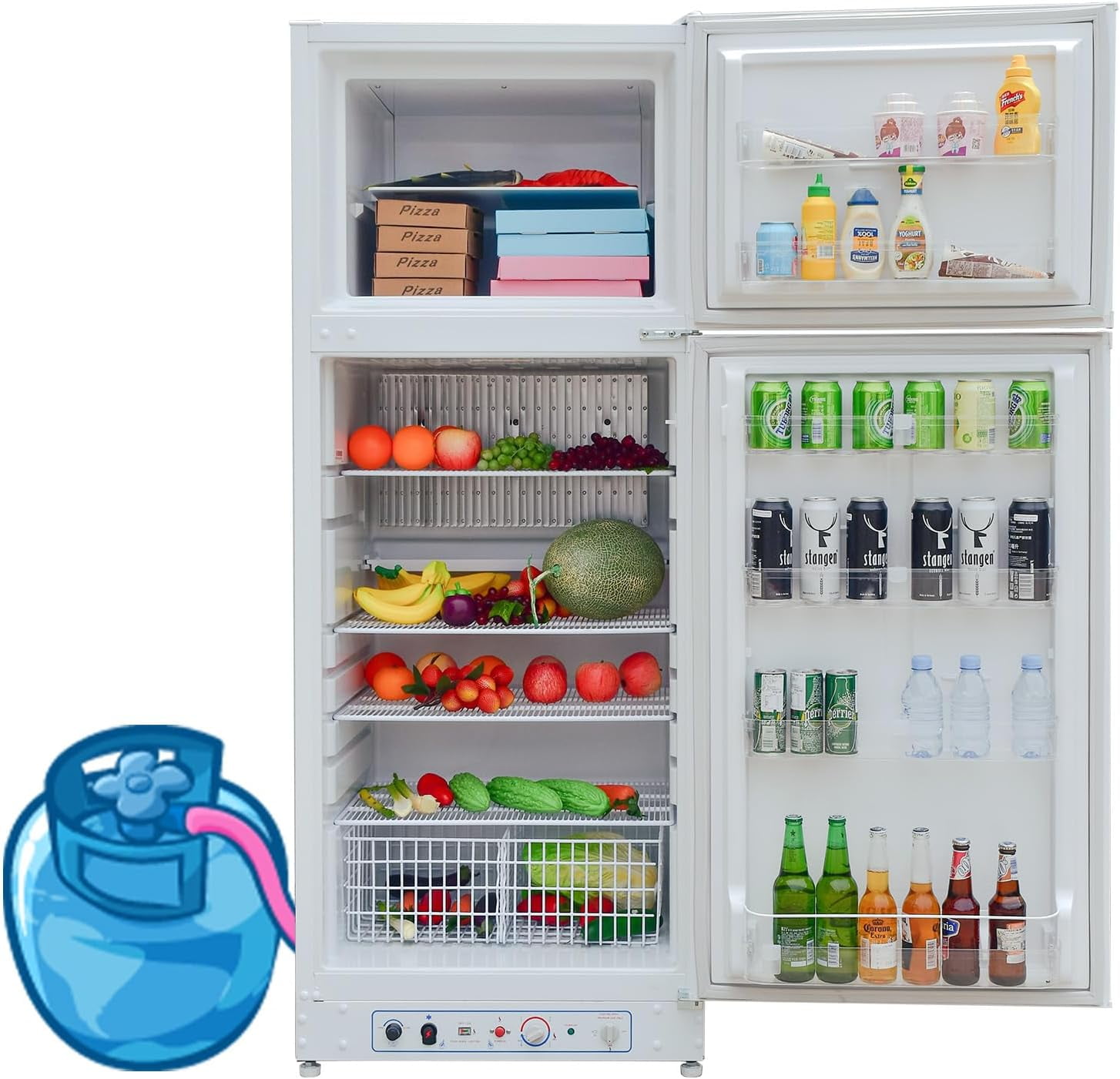 Top Freezer Propane Refrigerator 13.4 cu.ft, Powered 110V/LPG, Garage RV Cottages Chalets Use  OffGrid