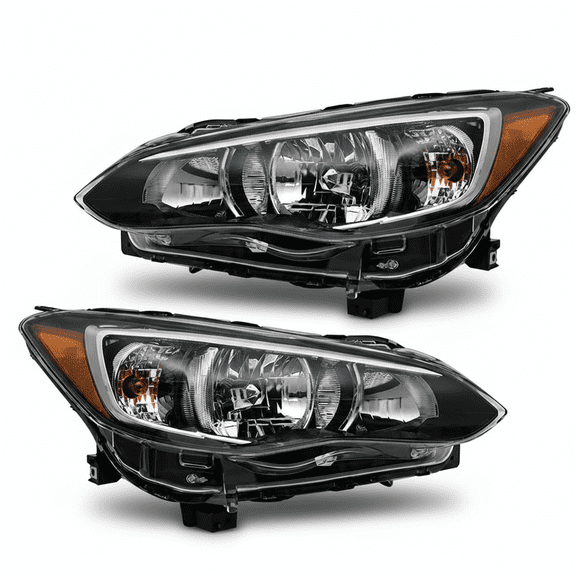 Top Gear Motors Black Halogen Headlight Pair Driver and Passenger Side for 2017-2018 SUBARU Crosstrek/impreza Clear Lens