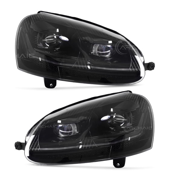 Top Gear Motors Black LED Headlight Pair Driver and Passenger Side for 2005-2010 VOLKSWAGEN Rabbit/golf/jetta Clear Lens