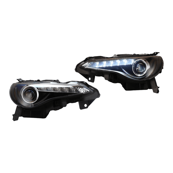 Top Gear Motors Black Projector LED DRL Sequential Headlight Pair for 2013-2016 Scion Fr-s
