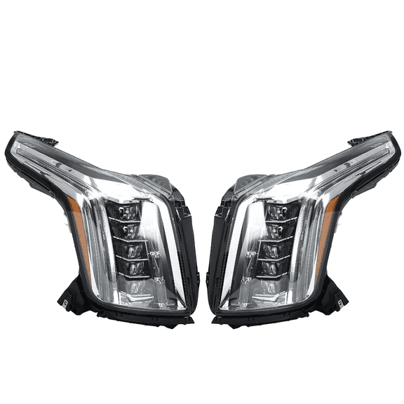 Top Gear Motors Chrome LED Headlight Assembly Pair Set of 2 Left Right for 2015-2020 CADILLAC Escalade
