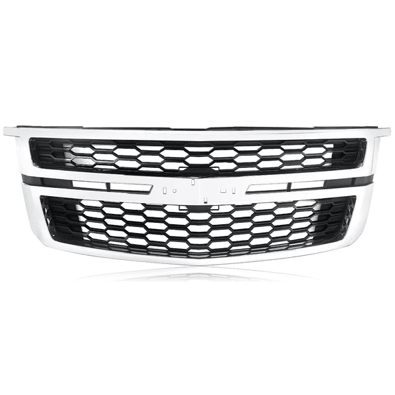 Top Gear Motors Front Upper Bumper Grille Chrome Black for 2015-2020 Chevrolet Tahoe Suburban Mesh