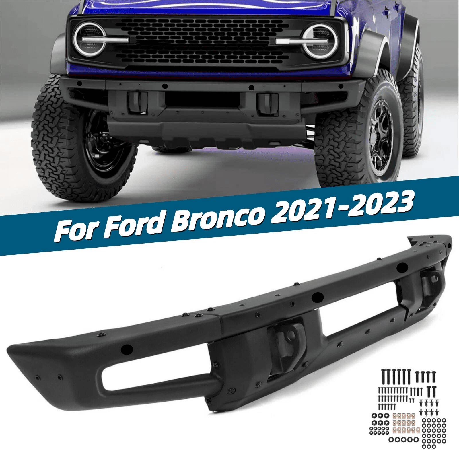 Top Gear Motors Full-Width Front Bumper with D-Ring Mounts for 2021-2023 Ford Bronco
