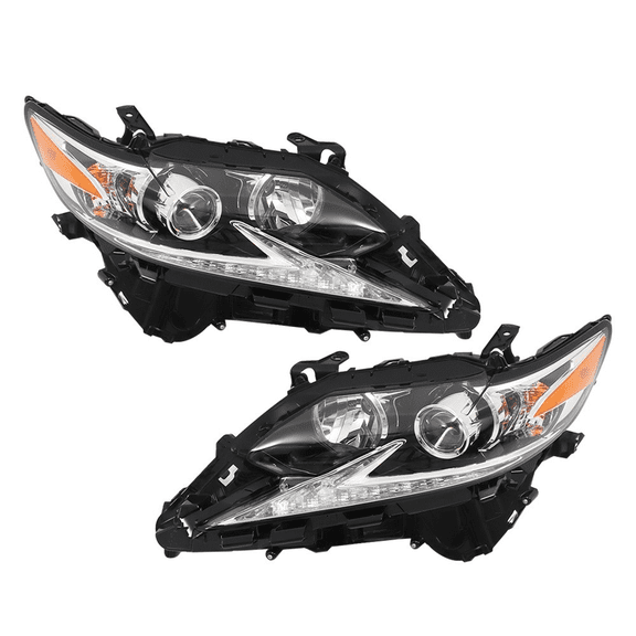 Top Gear Motors Halogen Headlight Assembly Pair with LED DRL for Lexus ES350 and ES300h 20162018 Direct Replacement Black Housing Clear Lens