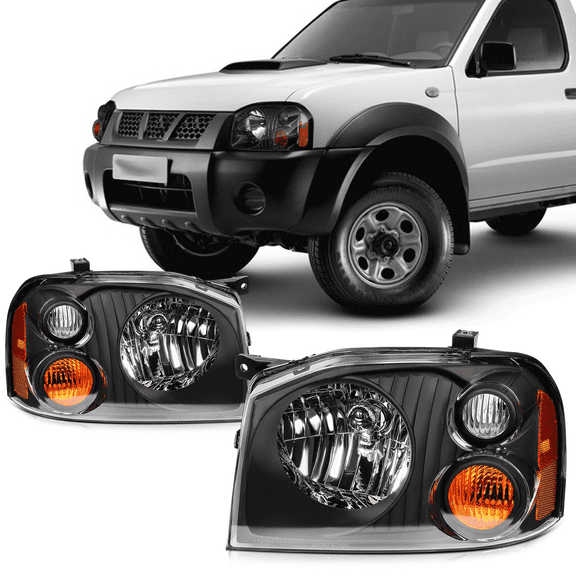 Top Gear Motors Headlight Assembly Pair for 2001-2004 Nissan Frontier Black Housing Left and Right