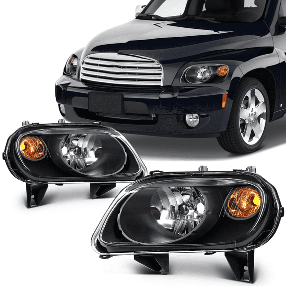 Top Gear Motors Headlight Assembly Pair for 20062011 Chevy HHR Black Housing with Reflector