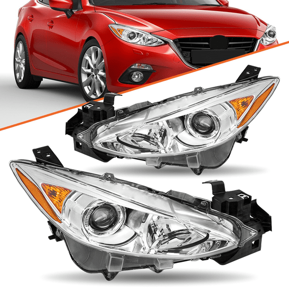 Top Gear Motors Headlight Assembly Set for 20142016 Mazda 3 Projector Halogen Clear Lens Left and Right