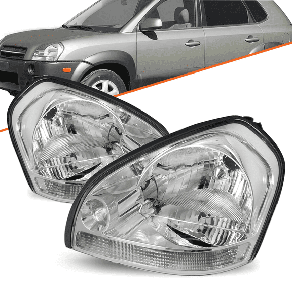 Top Gear Motors Headlights for 20052009 Hyundai Tucson Halogen Chrome Headlamp Assembly Left and Right Pair