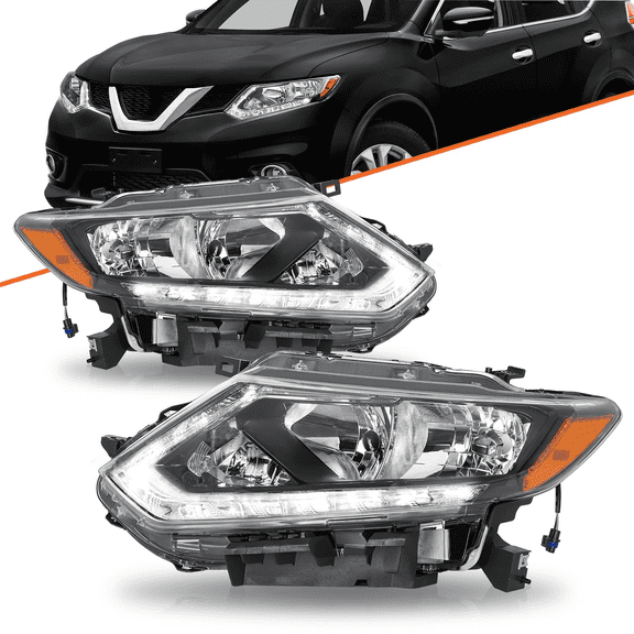 Top Gear Motors Headlights for 20142016 Nissan Rogue Halogen with LED DRL Left and Right Pair