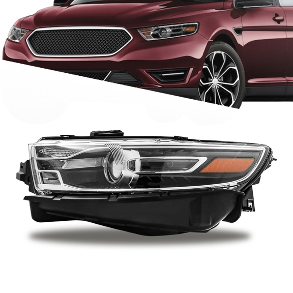 Top Gear Motors Left Driver Side Halogen Headlight Assembly for Ford Taurus 20162019 with Black Trim Factory Style Clear Lens Direct Replacement