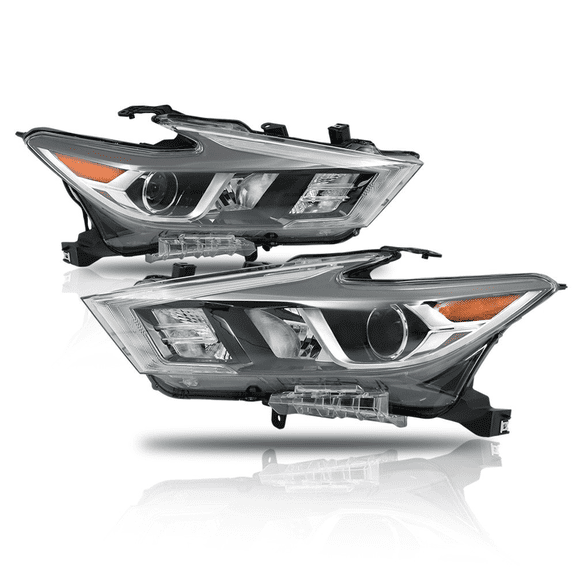 Top Gear Motors Left & Right Full LED Headlight Assembly Set for Nissan Maxima 20162018 LED Chrome Clear Lens Direct Replacement