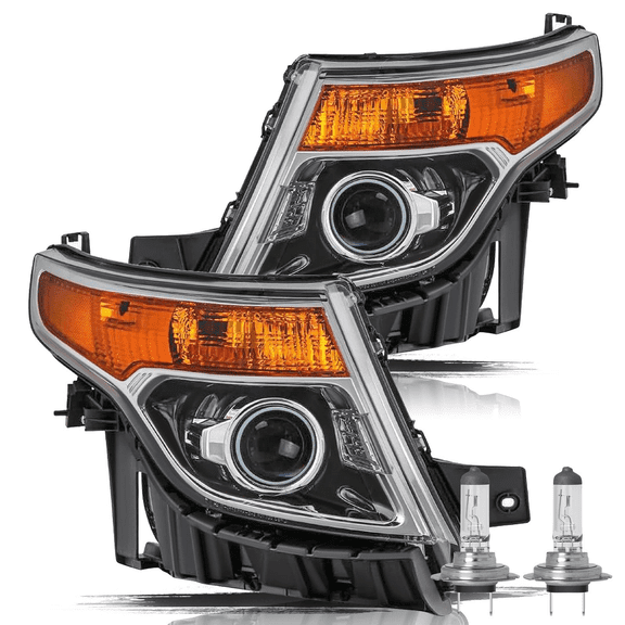 Top Gear Motors Projector Headlight Assembly Pair Left and Right for 20112015 Ford Explorer Black Housing Amber Corner