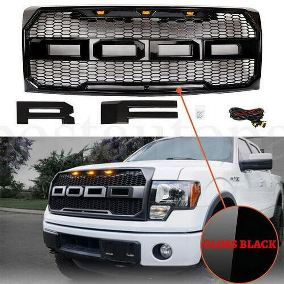 Top Gear Motors Raptor Style Front Bumper Grill for Ford F150 2009-2014, Black, ABS Plastic