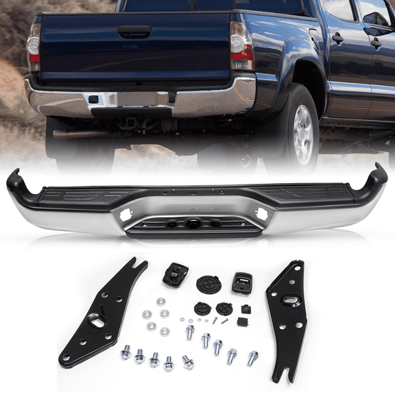 Top Gear Motors Rear Chrome Step Bumper Assembly for 20052015 Toyota Tacoma Steel Replacement