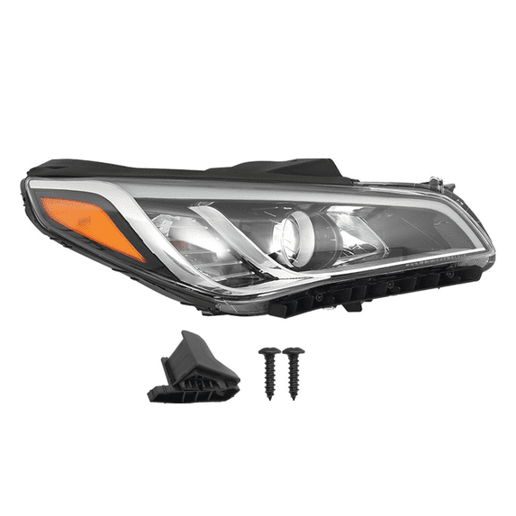 Top Gear Motors Right Side Halogen Headlight Assembly for Hyundai Sonata 2015–2017 Chrome Housing Clear Lens Direct Replacement