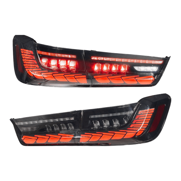 Top Gear Motors VLAND Smoked LED Tail Light Pair for 2019-2023 BMW 3 Series Red Signal