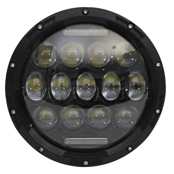 Top-Gears Pair 7-inch Round LED Headlights +2 H4 to H13 Adapters Black