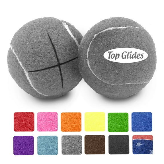 2PCS Top Glides Pre-cut Walker Tennis Ball Glides - 1 Pair (Gray)