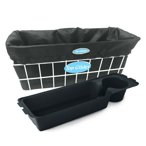 Top Glides Premium Wire Walker Basket Bundle with Washable Basket Liner and Tray, Black