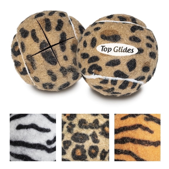 2PCS Top Glides Special Edition Pre-cut Walker Tennis Ball Glides - 1 Pair (Cheetah)