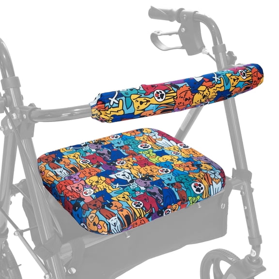 Top Glides Universal Rollator Walker Seat and Backrest Covers, Devoted Dogs