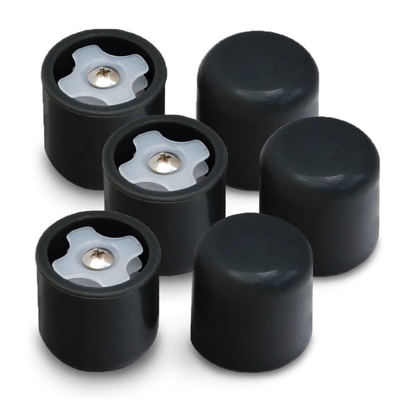 Top Glides Walker Glide Caps, 3 Pairs, Black