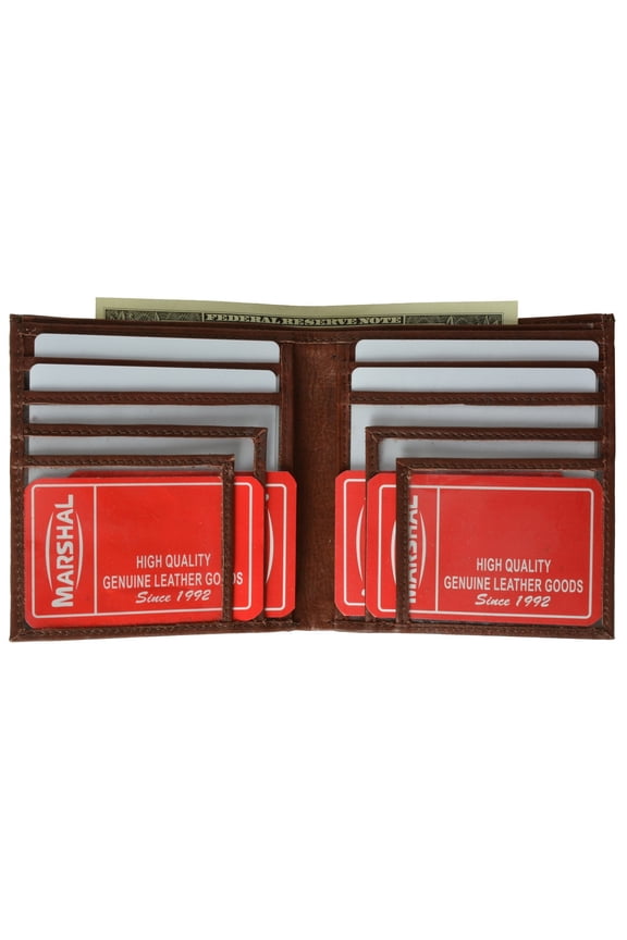 Top Grain Extra Capacity Leather Bifold Wallet with Credit Card Slots 3502 CF