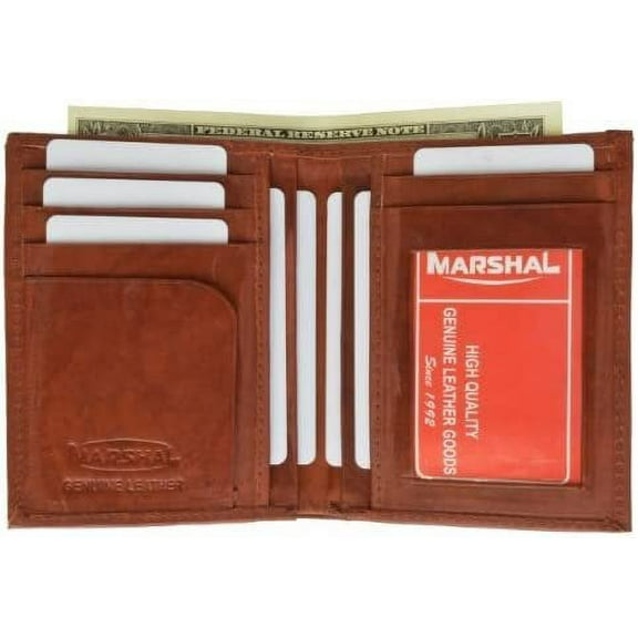 Top Grain Extra Capacity Leather Bifold Wallet with Credit card Slots by Marshal