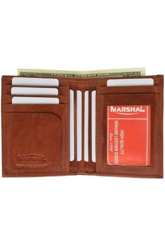 Top Grain Extra Capacity Leather Bifold Wallet with Credit card Slots by Marshal