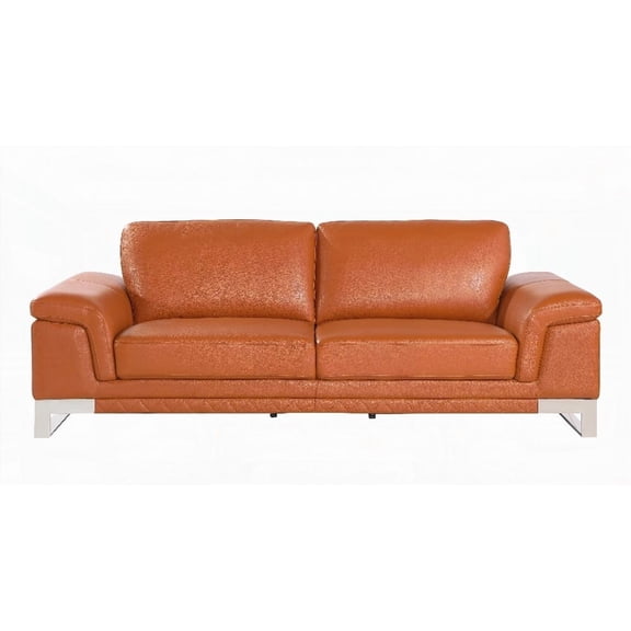 Top Grain Italian Leather Sofa with 3-layer Foam & Steel Legs