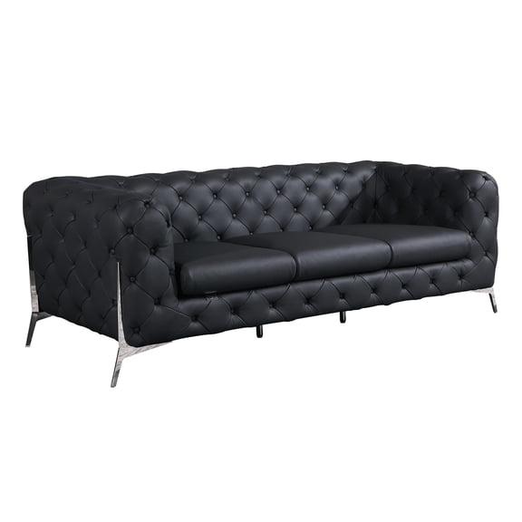 Top Grain Italian Leather Sofa with Chrome Legs / Comfort - focused Seating