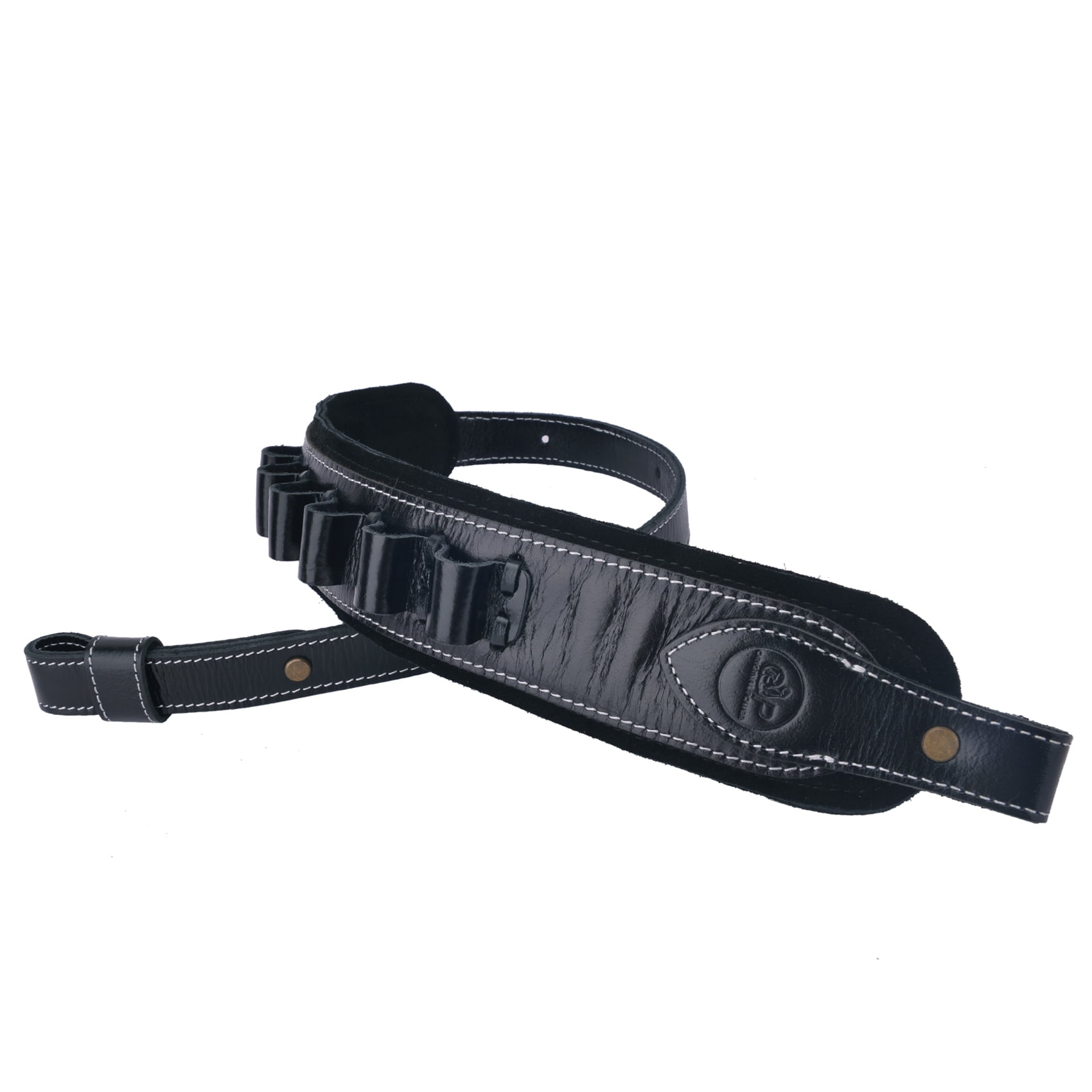 Top Grain Leather Ammo Holder Shotgun Sling for 12 Gauge Adjustable Hunting Shotshell Gun Shoulder Strap