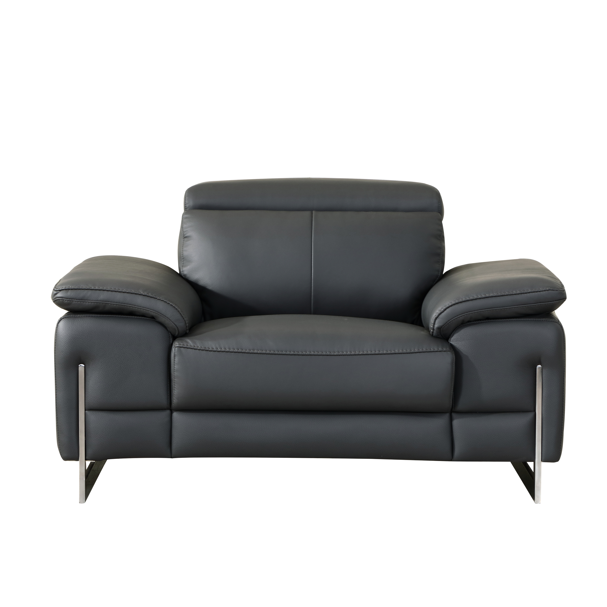 Top Grain Leather Chair With High Foam Cushioning And Dark Gray Color — free download