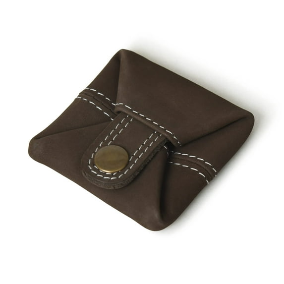 Top Grain Leather Coin Pouch, Change Holder, Mini Pocket Wallet, Handcrafted Coin Purse for Men & Women (Tobacco Nubuck, Pack of 1)