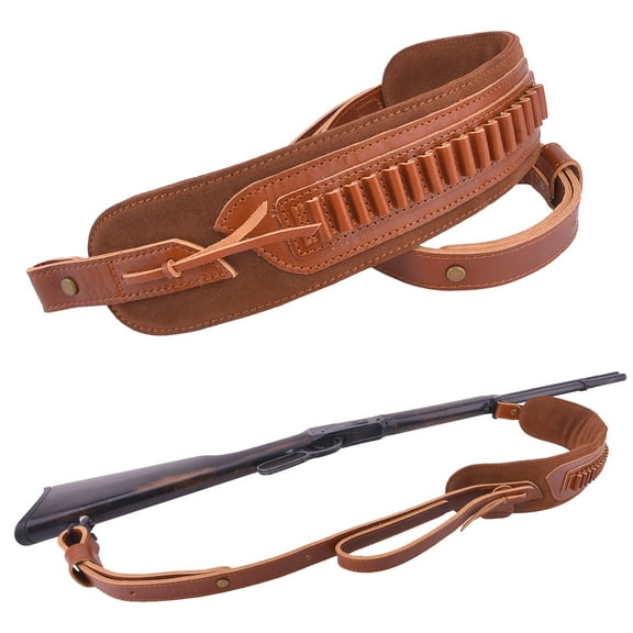 Top Grain Leather Gun Sling Rifle Strap Hunting Carry Shoulder Belts for .22LR .22MAG .17HMR