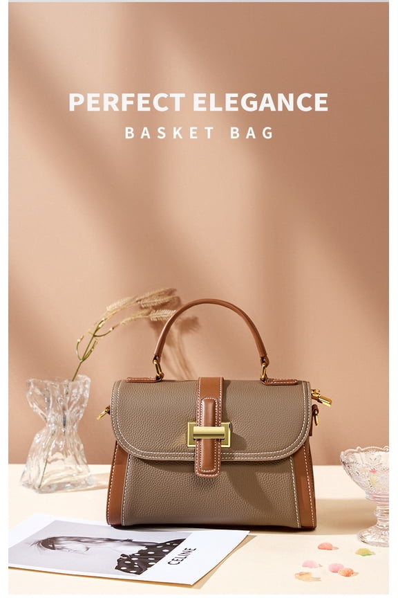 Top-Grain Leather Handbag - High-End Texture, Fashionable Handheld & Crossbody Bag, Niche Luxury Shoulder Bag, Versatile Style
