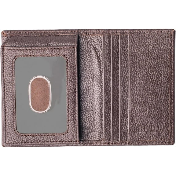 Top Grain Leather Wallet L-Fold ID Card Case Holder Wallet RFID Blocking Wallets for Men