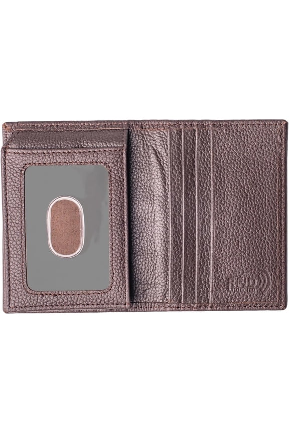 Top Grain Leather Wallet L-Fold ID Card Case Holder Wallet RFID Blocking Wallets for Men