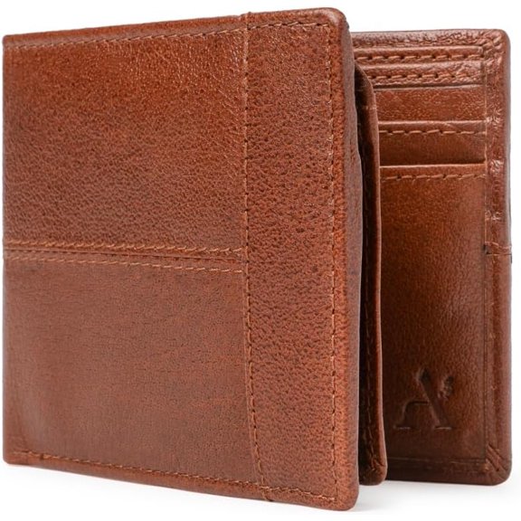 Top Grain Leather Wallet for Men | RFID Blocking | Soft and Stylish Bifold Wallet with 8 Credit Card holder, 2 ID slots and 2  Pockets | Tan Brown