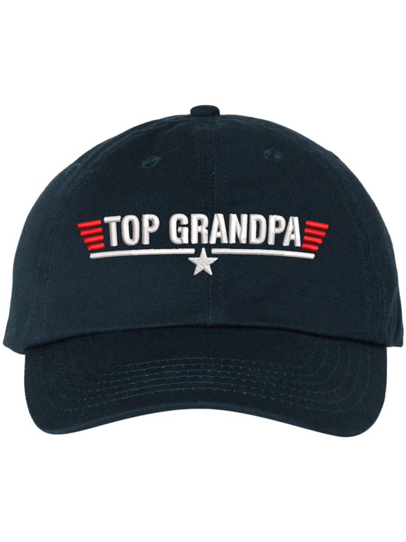 Top Grandpa Embroidered Dad Hat | Funny Graphic 100% Cotton Father's Day Birthday Gift Unisex Baseball Cap (NavyBlue)