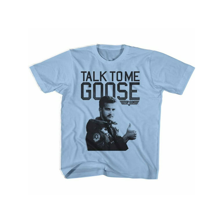 Aviator Tee Lt Blue Gun Talk Goose Naval Big T-Shirt Top To Me Boys 80\'s Film