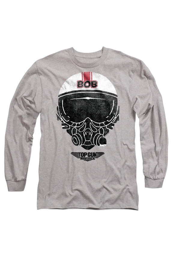 Top Gun Bob Helmet Unisex Adult Long-Sleeve T Shirt, Athletic Heather, Medium