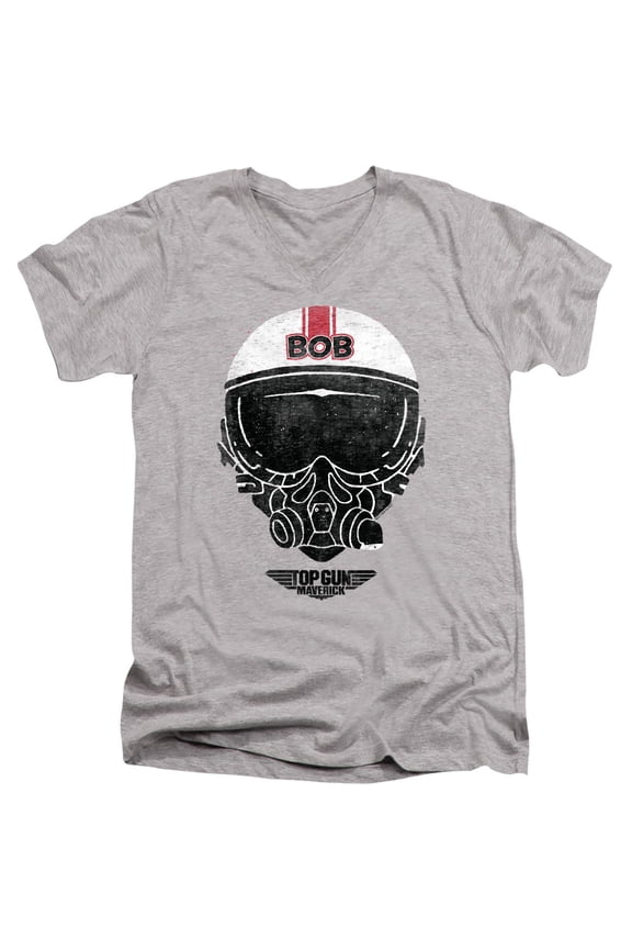 Top Gun Bob Helmet Unisex Adult V-Neck T Shirt (X-Large) Athletic Heather