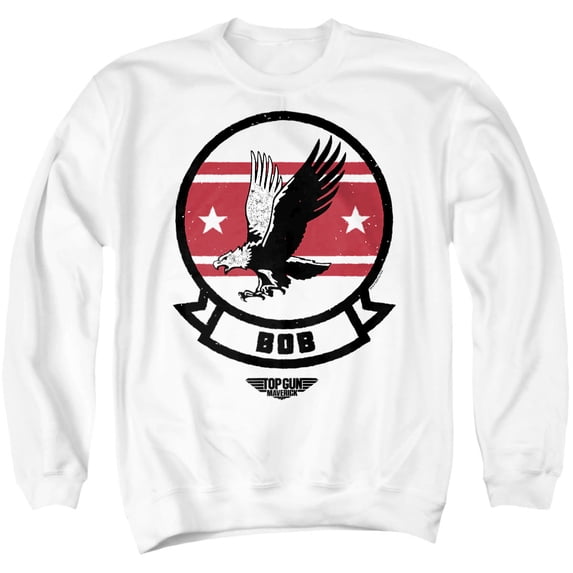 Top Gun Bob Logo Unisex Adult Crewneck Sweatshirt, White, X-Large