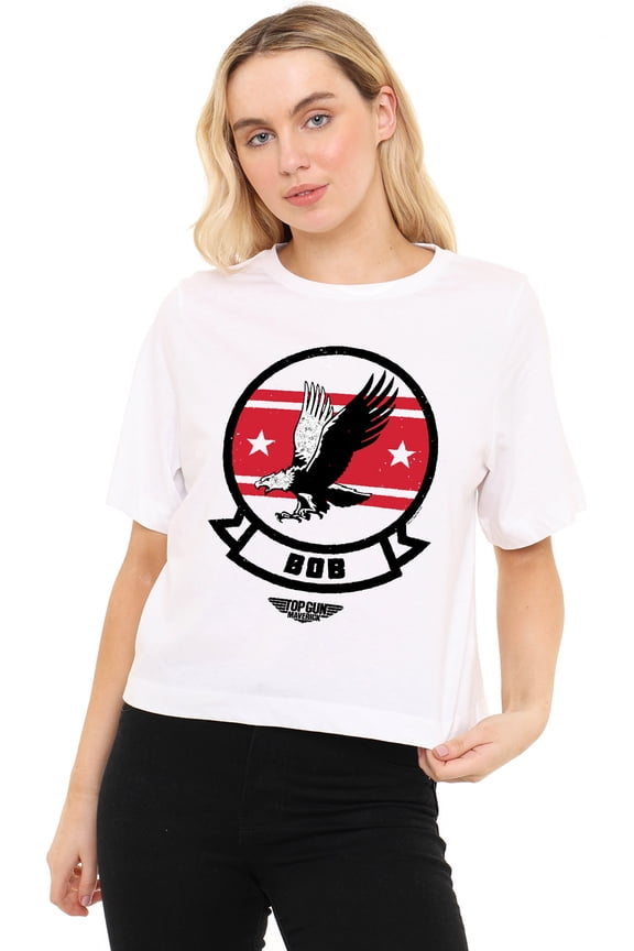 Top Gun Bob Logo Women's Boxy Cropped T-Shirt Casual Graphic Tee